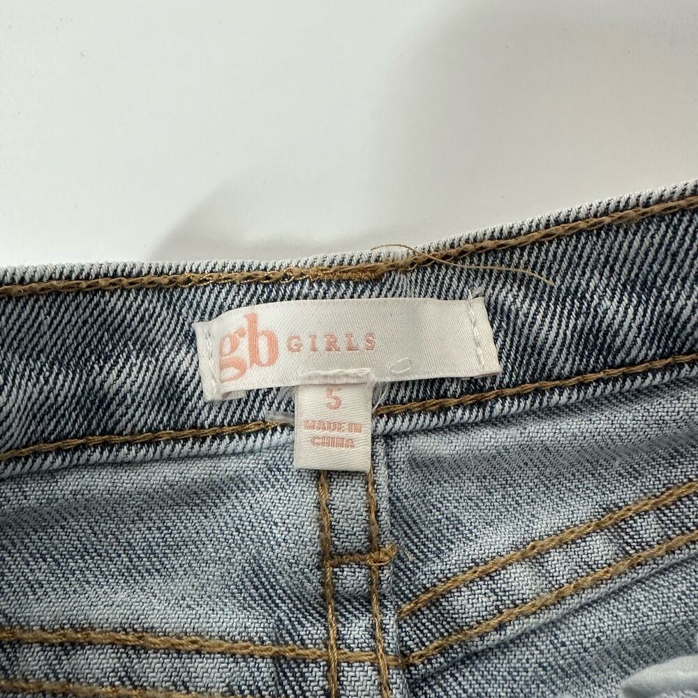 Gianni Bini Girls Raw Hem Stretchy Mini Denim Light Wash Skirt Size 5 - Picture 3 of 5